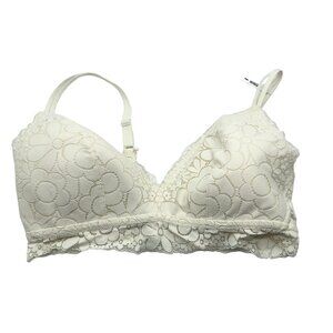 Aerie Ivory Real Happy Wireless Lightly Lined Candy Lace Bra 36D